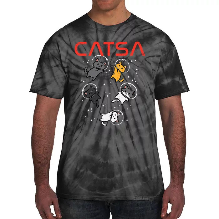 Catsa Cat Astronauts Funny Kitten Space Tie-Dye T-Shirt