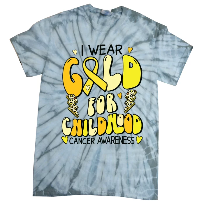 Childhood Cancer Awareness Support Retro Yellow Ribbon Tie-Dye T-Shirt