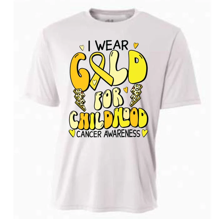 Childhood Cancer Awareness Support Retro Yellow Ribbon Cooling Performance Crew T-Shirt