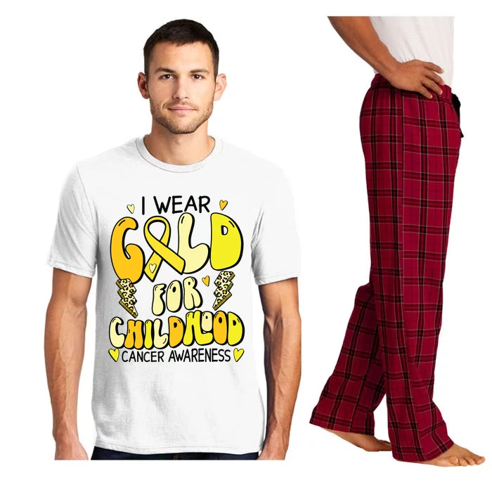 Childhood Cancer Awareness Support Retro Yellow Ribbon Pajama Set