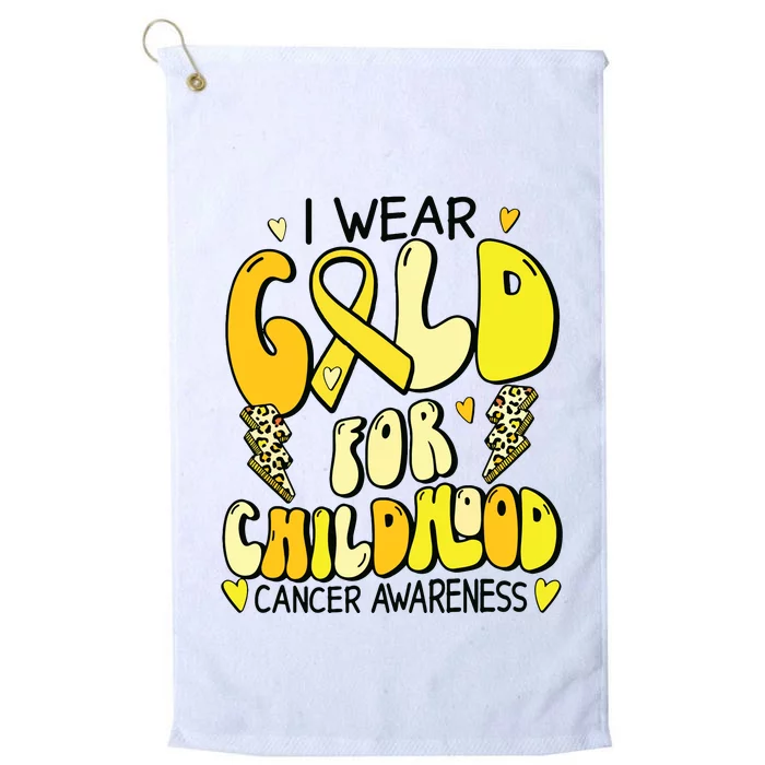 Childhood Cancer Awareness Support Retro Yellow Ribbon Platinum Collection Golf Towel