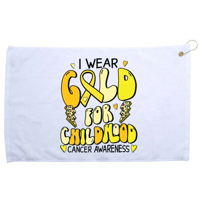 Childhood Cancer Awareness Support Retro Yellow Ribbon Grommeted Golf Towel