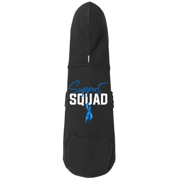 Colon Cancer Awareness Support Squad Blue Ribbon Doggie 3-End Fleece Hoodie