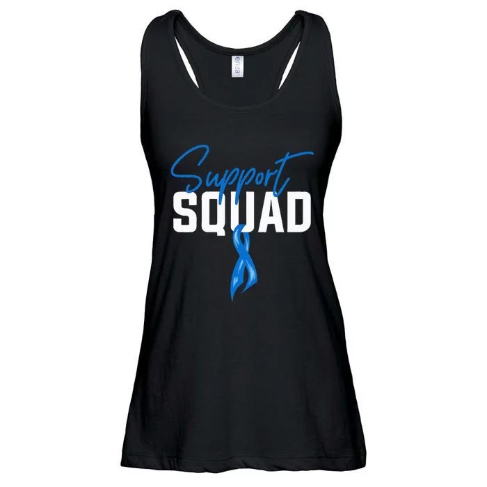 Colon Cancer Awareness Support Squad Blue Ribbon Ladies Essential Flowy Tank