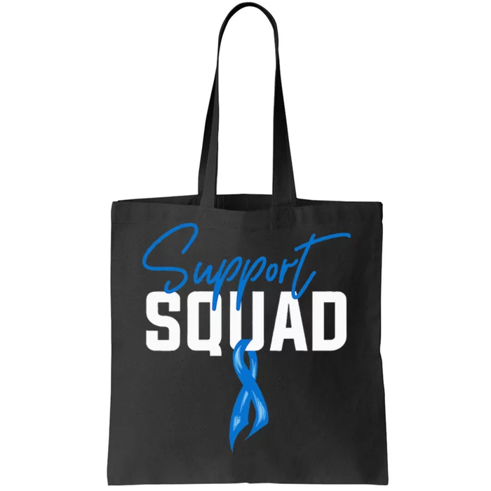 Colon Cancer Awareness Support Squad Blue Ribbon Tote Bag