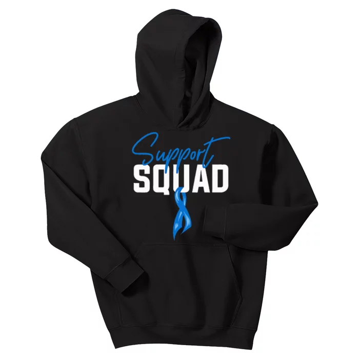 Colon Cancer Awareness Support Squad Blue Ribbon Kids Hoodie