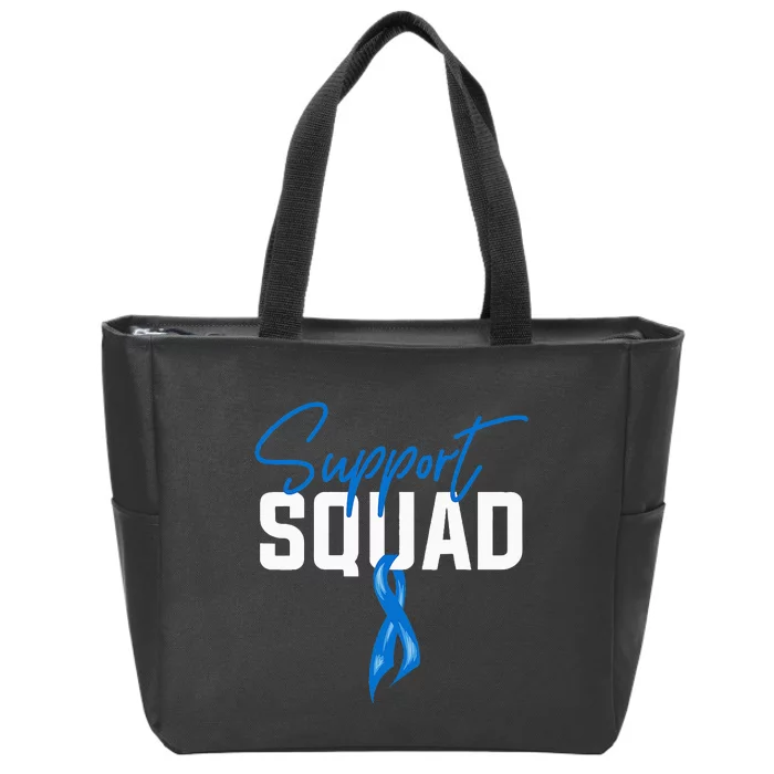 Colon Cancer Awareness Support Squad Blue Ribbon Zip Tote Bag