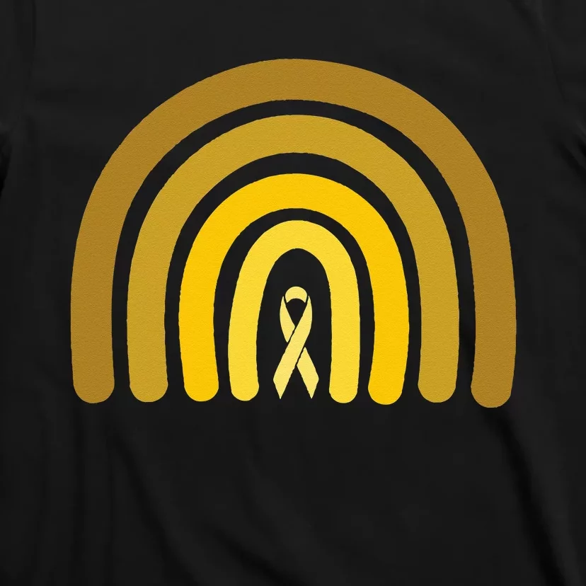 Childhood Cancer Awareness Yellow Rainbow Cancer Survivor T-Shirt