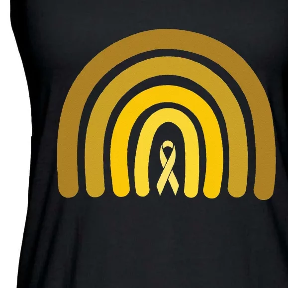 Childhood Cancer Awareness Yellow Rainbow Cancer Survivor Ladies Essential Flowy Tank