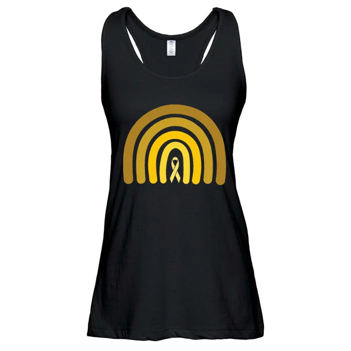 Childhood Cancer Awareness Yellow Rainbow Cancer Survivor Ladies Essential Flowy Tank