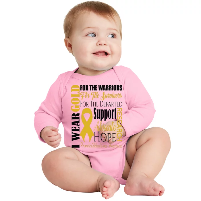 Childhood Cancer Awareness T Gold For A Child Fight Baby Long Sleeve Bodysuit