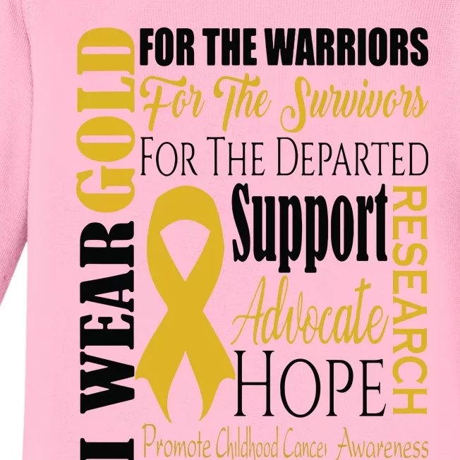 Childhood Cancer Awareness T Gold For A Child Fight Baby Long Sleeve Bodysuit