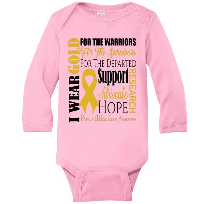 Childhood Cancer Awareness T Gold For A Child Fight Baby Long Sleeve Bodysuit