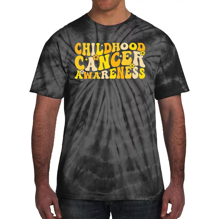 Childhood Cancer Awareness Rainbow Awareness Ribbon Tie-Dye T-Shirt