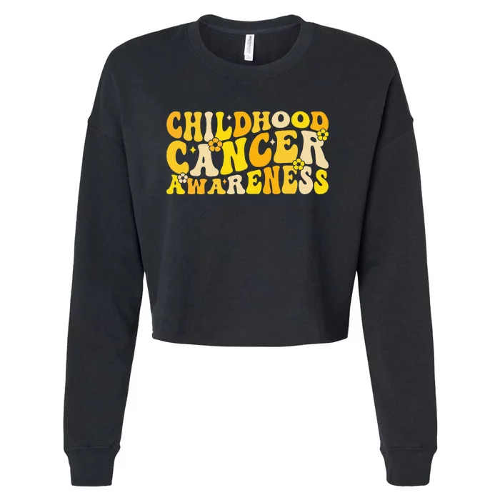 Childhood Cancer Awareness Rainbow Awareness Ribbon Cropped Pullover Crew