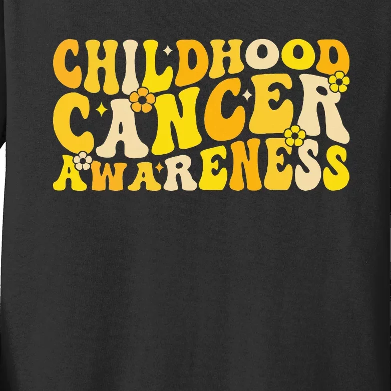 Childhood Cancer Awareness Rainbow Awareness Ribbon Kids Long Sleeve Shirt