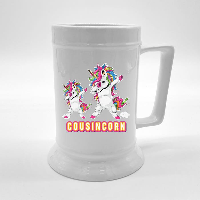 Cousincorn Cousin And Baby Unicorn Father Day Dad Papa Daddy Front & Back Beer Stein