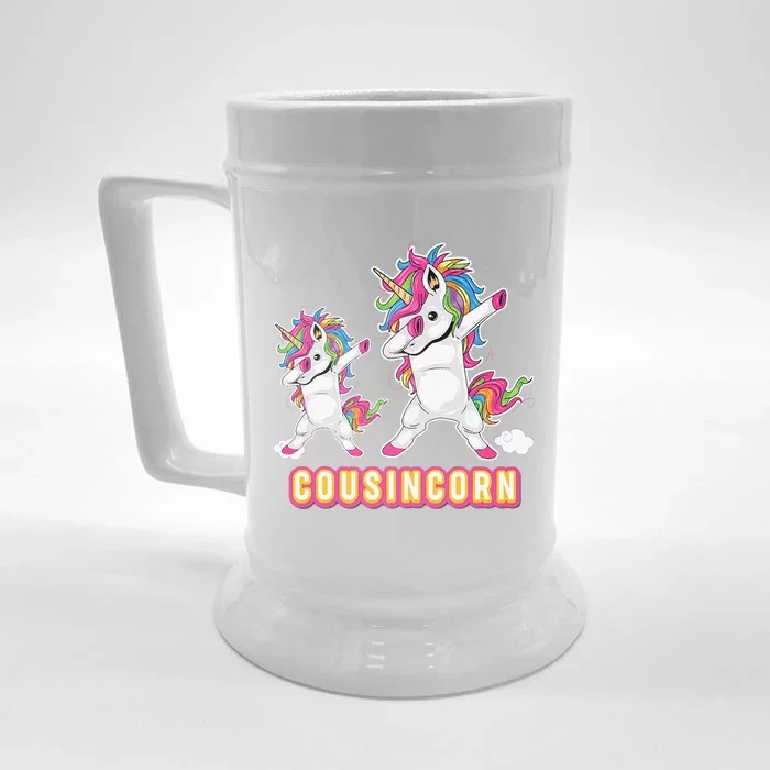 Cousincorn Cousin And Baby Unicorn Father Day Dad Papa Daddy Front & Back Beer Stein