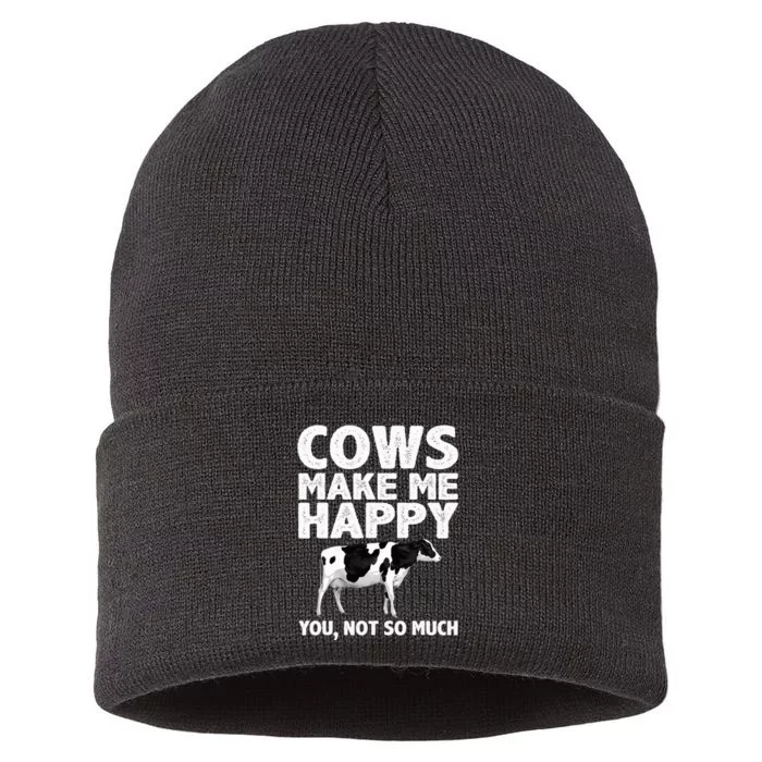 Cool Cow Art For Cow Farmer Dairy Cows Farm Animal Sustainable Knit Beanie