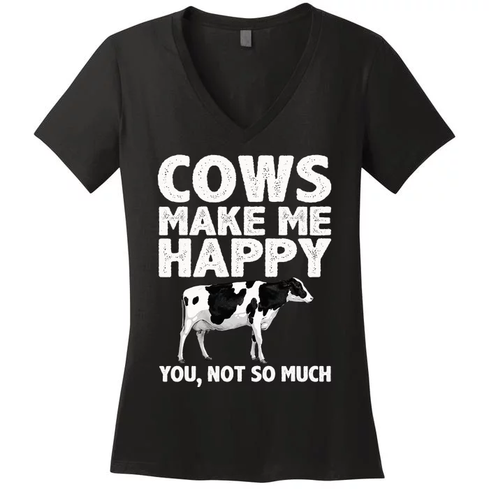 Cool Cow Art For Cow Farmer Dairy Cows Farm Animal Women's V-Neck T-Shirt