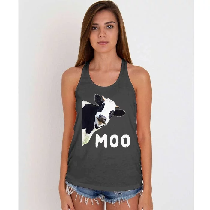 Cool Cow Art For Cow Farmer Dairy Cows Women's Knotted Racerback Tank