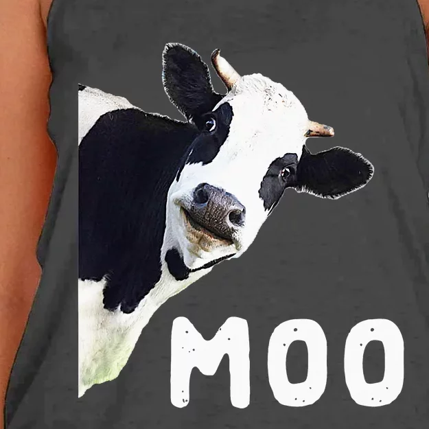 Cool Cow Art For Cow Farmer Dairy Cows Women's Knotted Racerback Tank