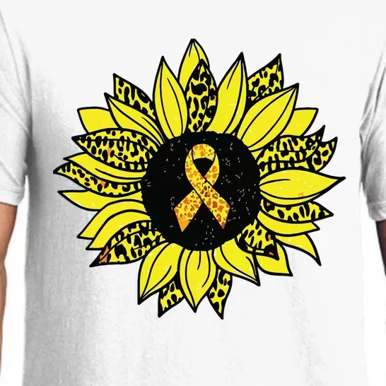 Childhood Cancer Awareness Yellow Sunflower Gold Ribbon Pajama Set