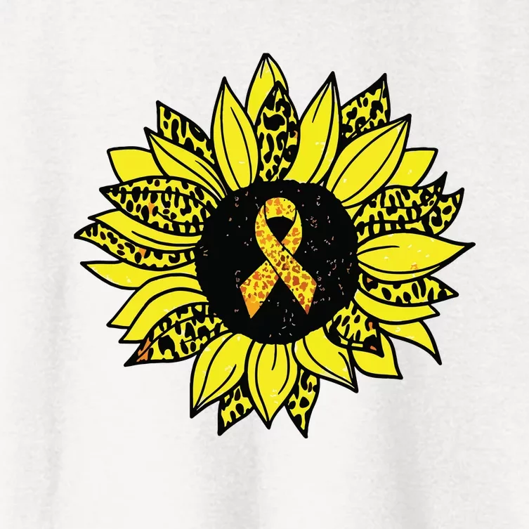 Childhood Cancer Awareness Yellow Sunflower Gold Ribbon Women's Crop Top Tee