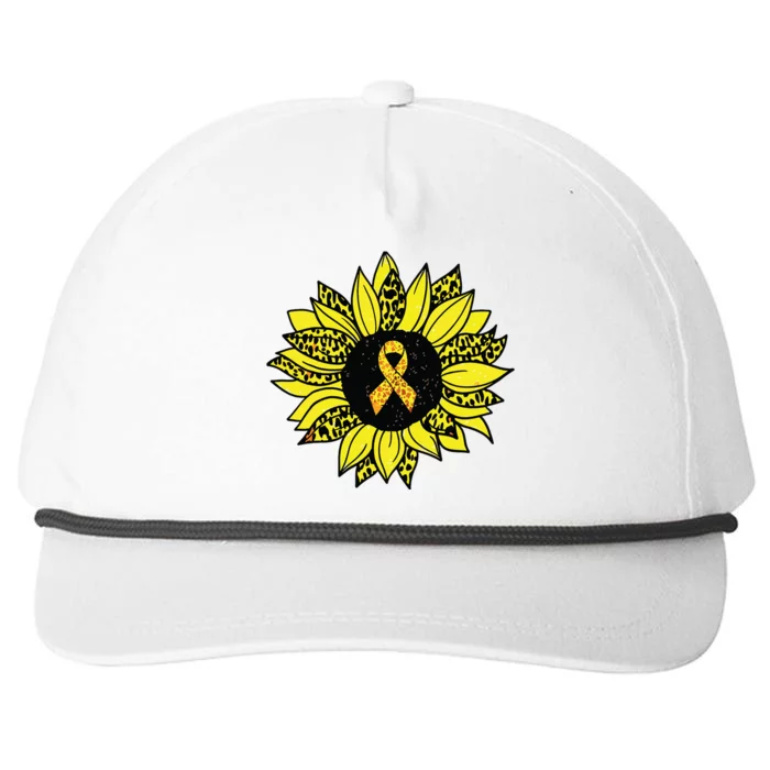 Childhood Cancer Awareness Yellow Sunflower Gold Ribbon Snapback Five-Panel Rope Hat