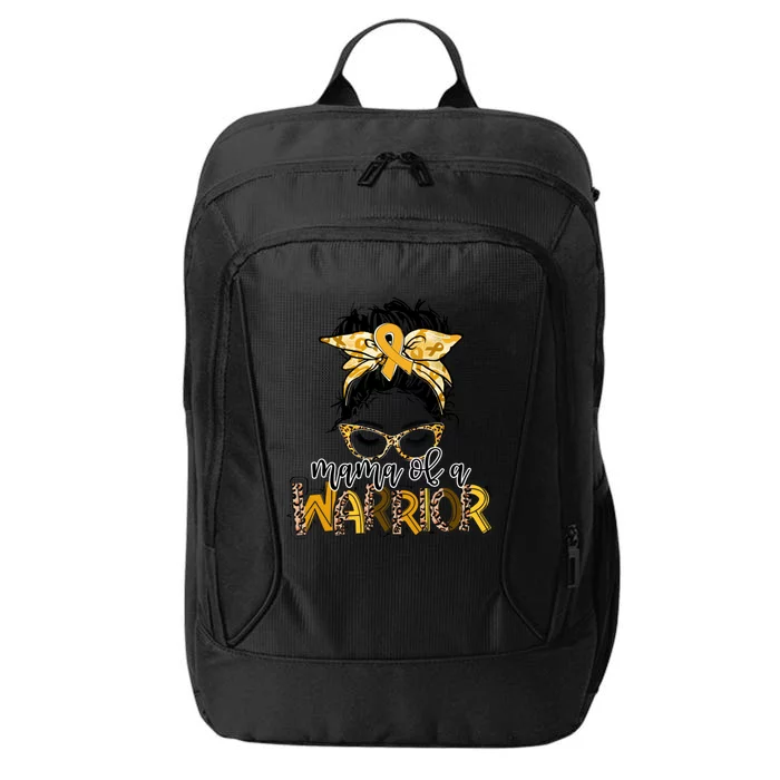 Childhood Cancer Awareness Mama Of A Warrior Messy Bun Mom Meaningful Gift City Backpack