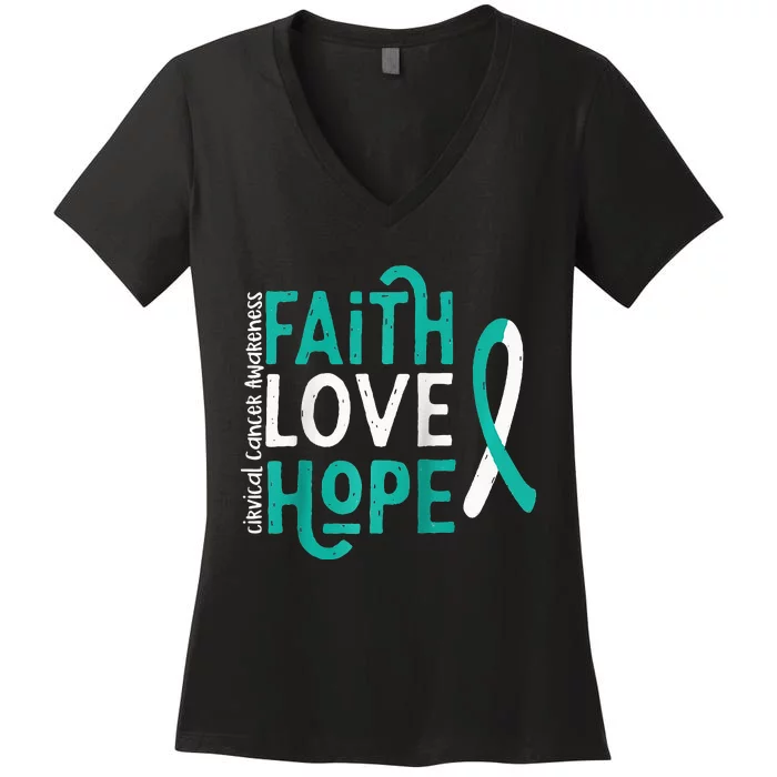 Cervical CANCER awareness gifts Raglan Baseball Women's V-Neck T-Shirt