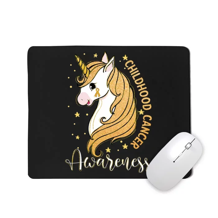 Childhood Cancer Awareness Yellow Unicorn For A Child Fight Mousepad