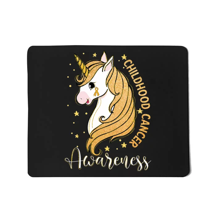 Childhood Cancer Awareness Yellow Unicorn For A Child Fight Mousepad