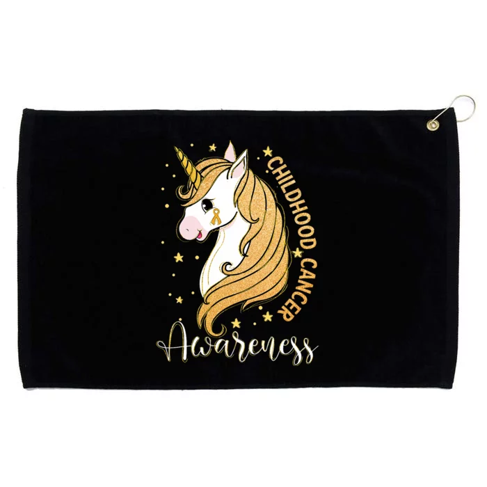 Childhood Cancer Awareness Yellow Unicorn For A Child Fight Grommeted Golf Towel