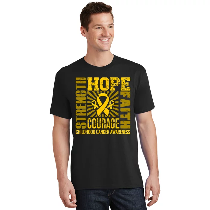 Childhood Cancer Awareness Hope Faith Strength T-Shirt