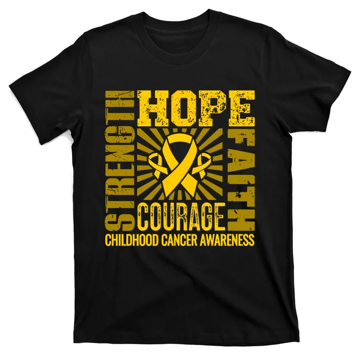 Childhood Cancer Awareness Hope Faith Strength T-Shirt