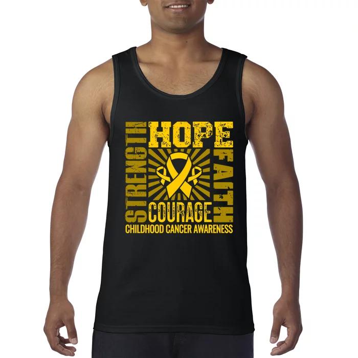 Childhood Cancer Awareness Hope Faith Strength Tank Top