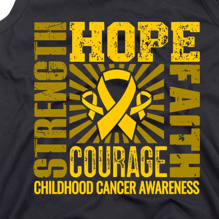 Childhood Cancer Awareness Hope Faith Strength Tank Top