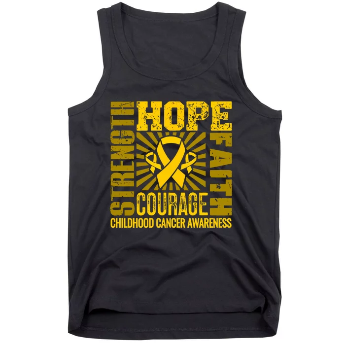 Childhood Cancer Awareness Hope Faith Strength Tank Top