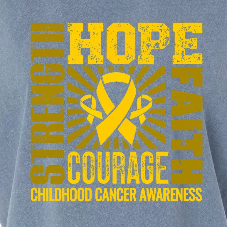 Childhood Cancer Awareness Hope Faith Strength Garment-Dyed Women's Muscle Tee