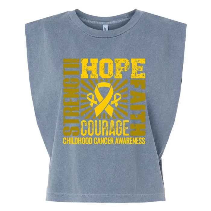 Childhood Cancer Awareness Hope Faith Strength Garment-Dyed Women's Muscle Tee