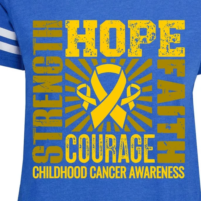 Childhood Cancer Awareness Hope Faith Strength Enza Ladies Jersey Football T-Shirt