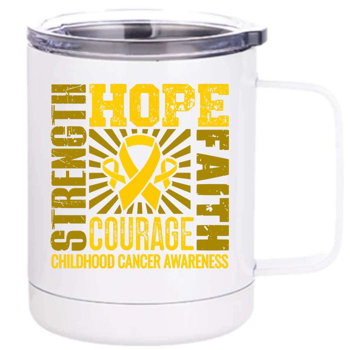 Childhood Cancer Awareness Hope Faith Strength Front & Back 12oz Stainless Steel Tumbler Cup