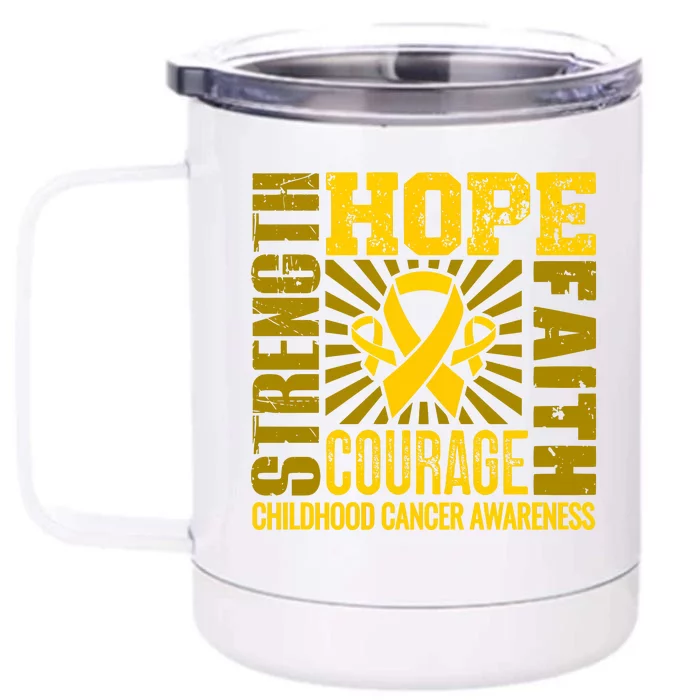 Childhood Cancer Awareness Hope Faith Strength Front & Back 12oz Stainless Steel Tumbler Cup