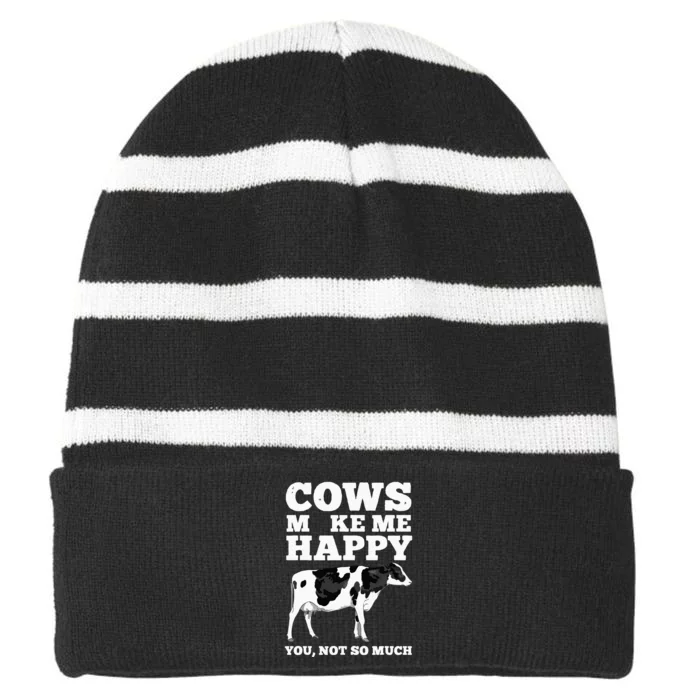 Cool Cow Art For Cow Farmer Dairy Cows Farm Animal Striped Beanie with Solid Band