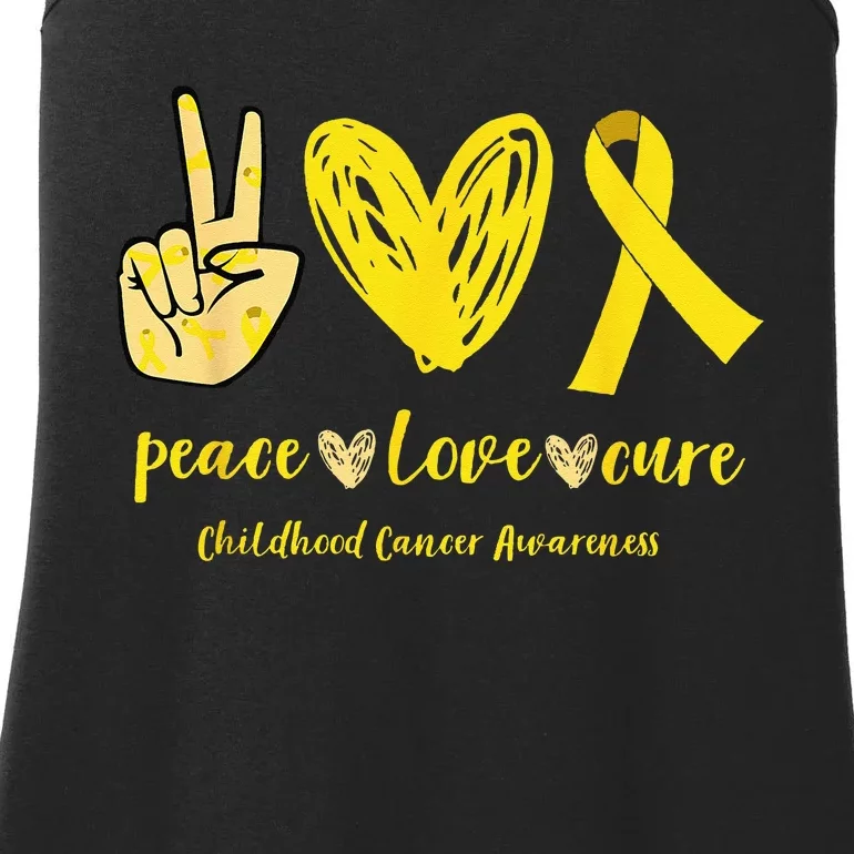 Childhood Cancer Awareness Peace Love Cure Ladies Essential Tank