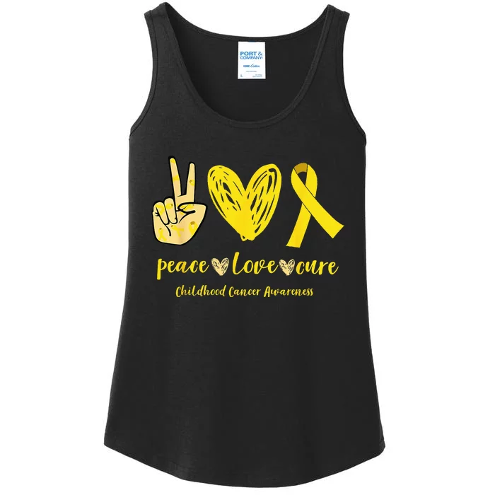 Childhood Cancer Awareness Peace Love Cure Ladies Essential Tank