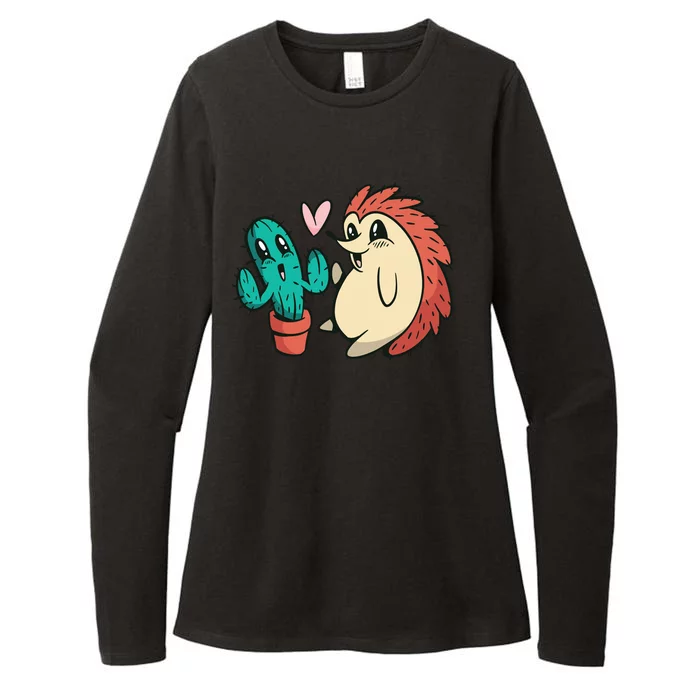 Cute Cactus And Hedgehog Womens CVC Long Sleeve Shirt