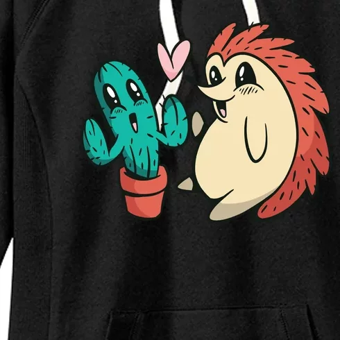 Cute Cactus And Hedgehog Women's Fleece Hoodie