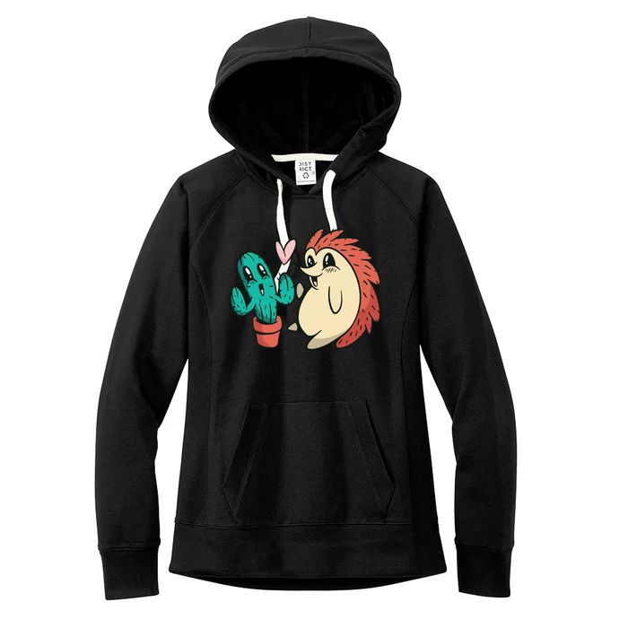 Cute Cactus And Hedgehog Women's Fleece Hoodie